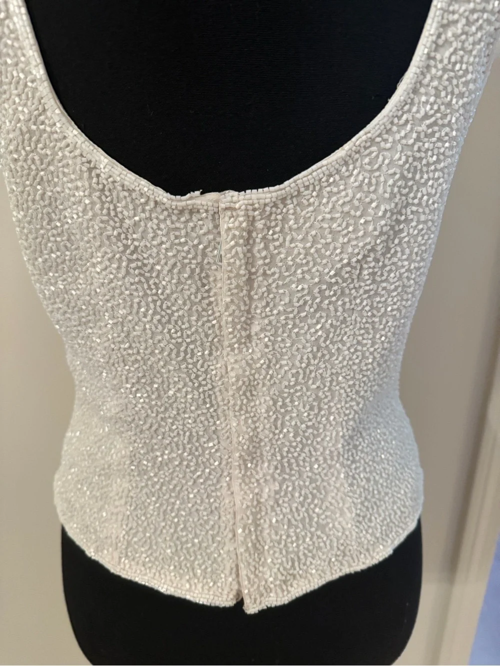 Rare Vintage Cache 100% Silk White Beaded Camisole Tank Top Lined Bridal Party S - Picture 4 of 9